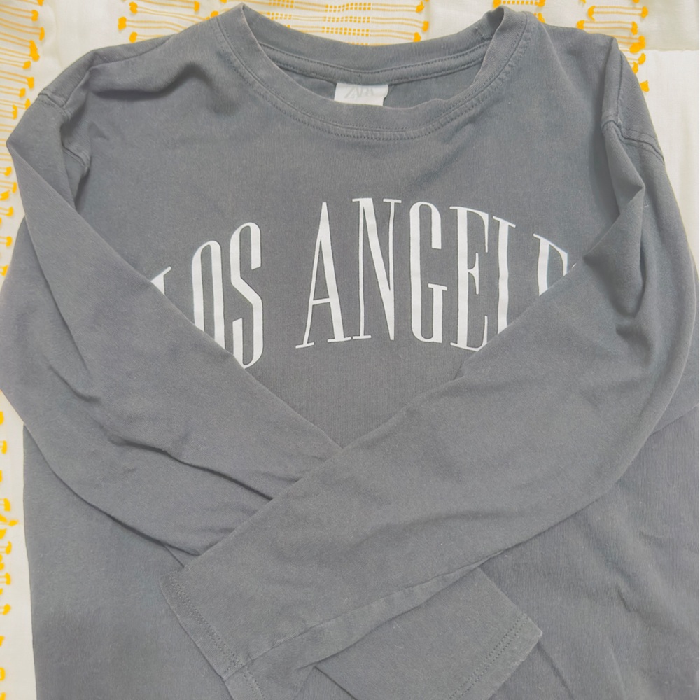 Zara Gray Long Sleeve Los Angeles Shirt